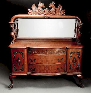 Turn of the Century Sideboard w/ Carved Winged Griffins.