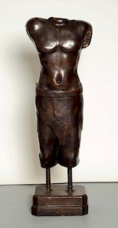 Bronze Torso Statue of a Male.