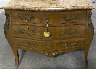 A Louis XV Style Chest of Drawers, Height 34 1/4 x width 40 5/8 x depth 20 1/2 inches.