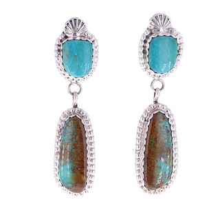 Navajo Tsosie Sterling Silver Turquoise Earrings