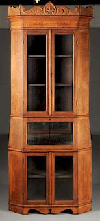 19th  Century Quarter Sawn Oak Corner Cabinet.