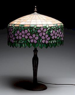 Broadmoor Lamp with Leaded Glass Shade.