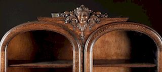 Late 19th Century Victorian Oak Bookcase with Carved Face.
