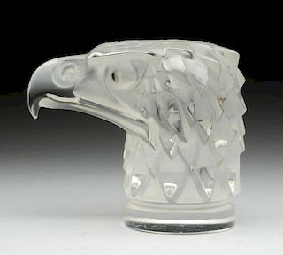 Glass Lalique Eagle Head Automobile Hood Ornament.