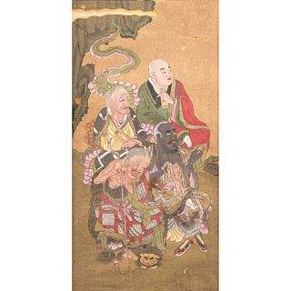 A CHINESE FRAMED PAINTING OF FIGURE 