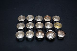 A SET OF 15 SILVER CUPS IN VARIOUS SHAPES AND MARKS