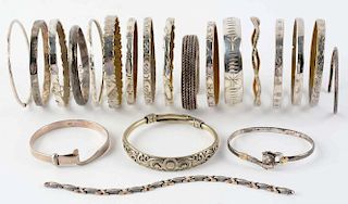 Lot Of Assorted Silver Bracelets.