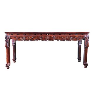 A CARVED HONGMU PAINTING TABLE