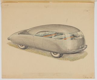 JOHN ORFE (AMERICAN, 20TH CENTURY) ORIGINAL AUTOMOTIVE CONCEPT DRAWING