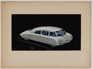 JOHN ORFE (AMERICAN, 20TH CENTURY) ORIGINAL AUTOMOTIVE CONCEPT DRAWING