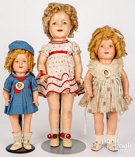 Three Ideal composition Shirley Temple dolls