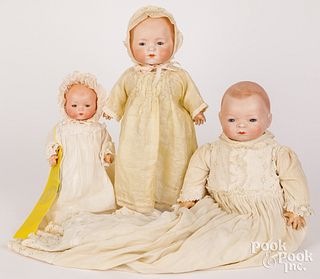 Three bisque head baby dolls