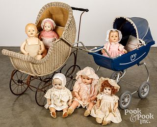 Group of vintage composition dolls