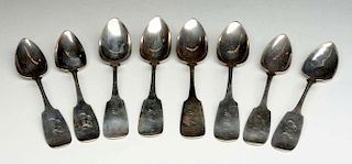 Lot Of 8: Colonial American Coin Silver Spoons.