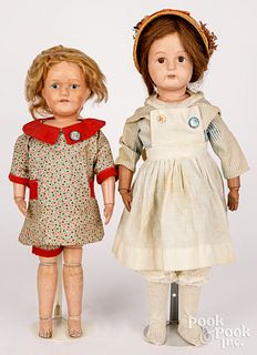 Two Schoenhut painted wood dolls