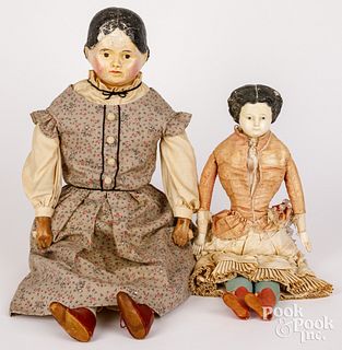 Two Greiner type papier-mâché dolls