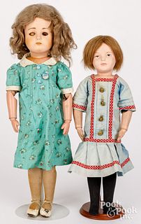 Two Schoenhut painted wood dolls