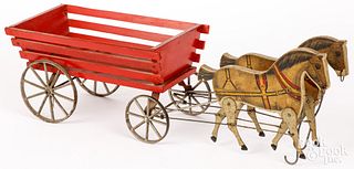 Gibbs paper lithograph horse drawn wagon