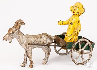 Kenton cast iron and steel goat yellow kid wagon