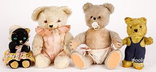 Four vintage teddy bears