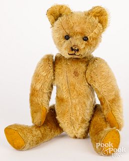 Early mohair teddy bear, with shoe button eyes