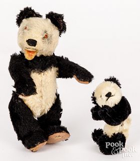 Two small Steiff mohair panda bears
