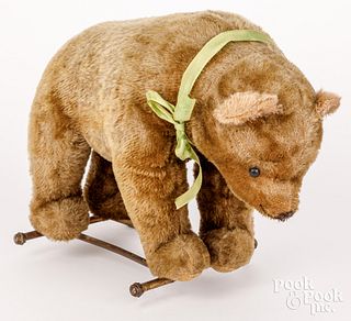 Early Steiff mohair bear pull toy
