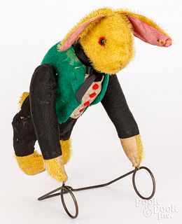 Mechanical dressed mohair rabbit acrobat