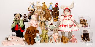 Large group of contemporary plush teddy bears, etc