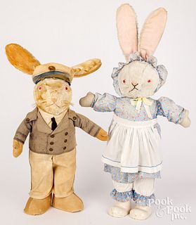 Two large plush rabbits