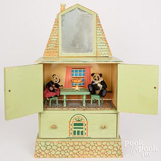 Stenciled dollhouse cupboard room box