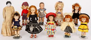 Nine hard plastic Vogue dolls