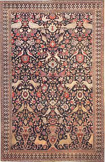 No Reserve - Antique Animal Design Persian Khorassan Rug 8 ft 8 in x 5 ft 5 in (2.64 m x 1.65 m)