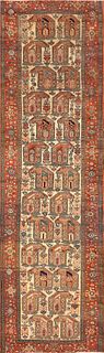 No Reserve - Antique Tribal Paisley Persian Malayer Runner Rug 12 ft 2 in x 3 ft 7 in (3.71 m x 1.09 m)