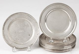 Eleven assembled sterling silver plates