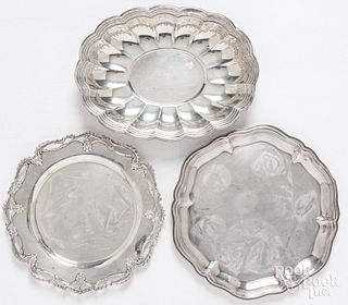Three sterling silver serving dishes
