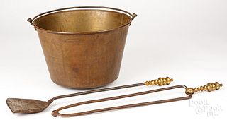 Brass bucket, etc.