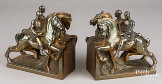 Pair of Pompei bronzed bookends, Homer's Iliad