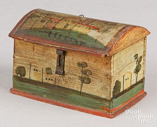Painted dome lid dresser box, 19th c.
