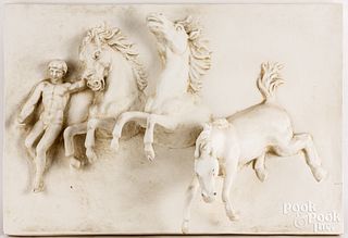 High relief plaster horse plaque