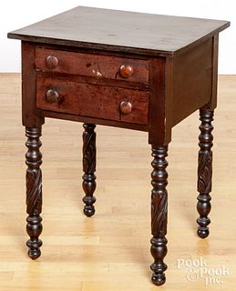 Sheraton cherry two-drawer stand, 19th c.
