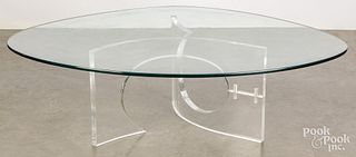 Modern glass top table with Lucite base