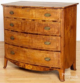 Federal inlaid walnut bowfront chest, early 19th c