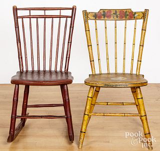Two Pennsylvania painted rodback chairs, 19th c.