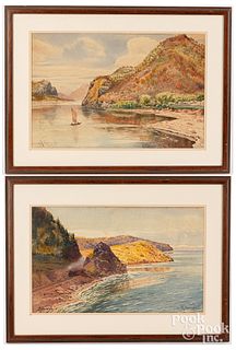 Two watercolor river landscapes, early 20th c.