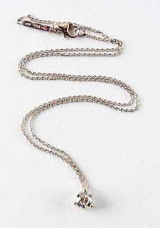 18K White Gold Necklace with 0.50 Carat Round Brilliant Diamond Pendant.