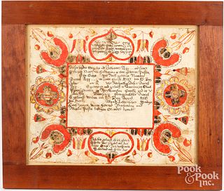 Martin Brechall ink and watercolor fraktur