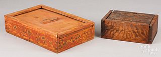 Two Pennsylvania pine slide lid boxes, 19th c.