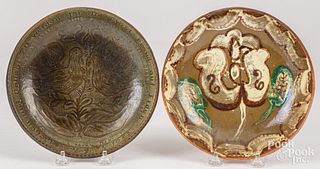 Two Stahl redware plates