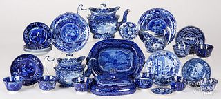 Collection of blue Staffordshire